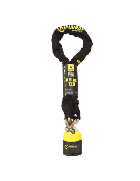 Chaine et Cadenas Auvray K-Bloc 120cm AUVRAY - 21.29075 Le combo chaine + cadenas AUVRAY K-BLOC assez long et résistant pour att