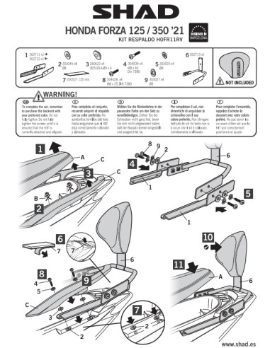Kit de Fixation Dosseret SHAD | Honda Forza 125/350 2021