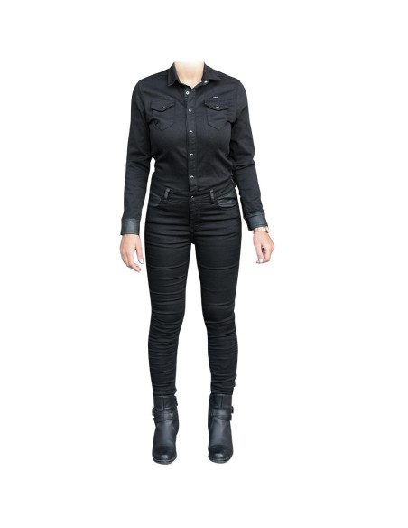 Combinaison Jeans Moto Femme Overlap Tess Noir