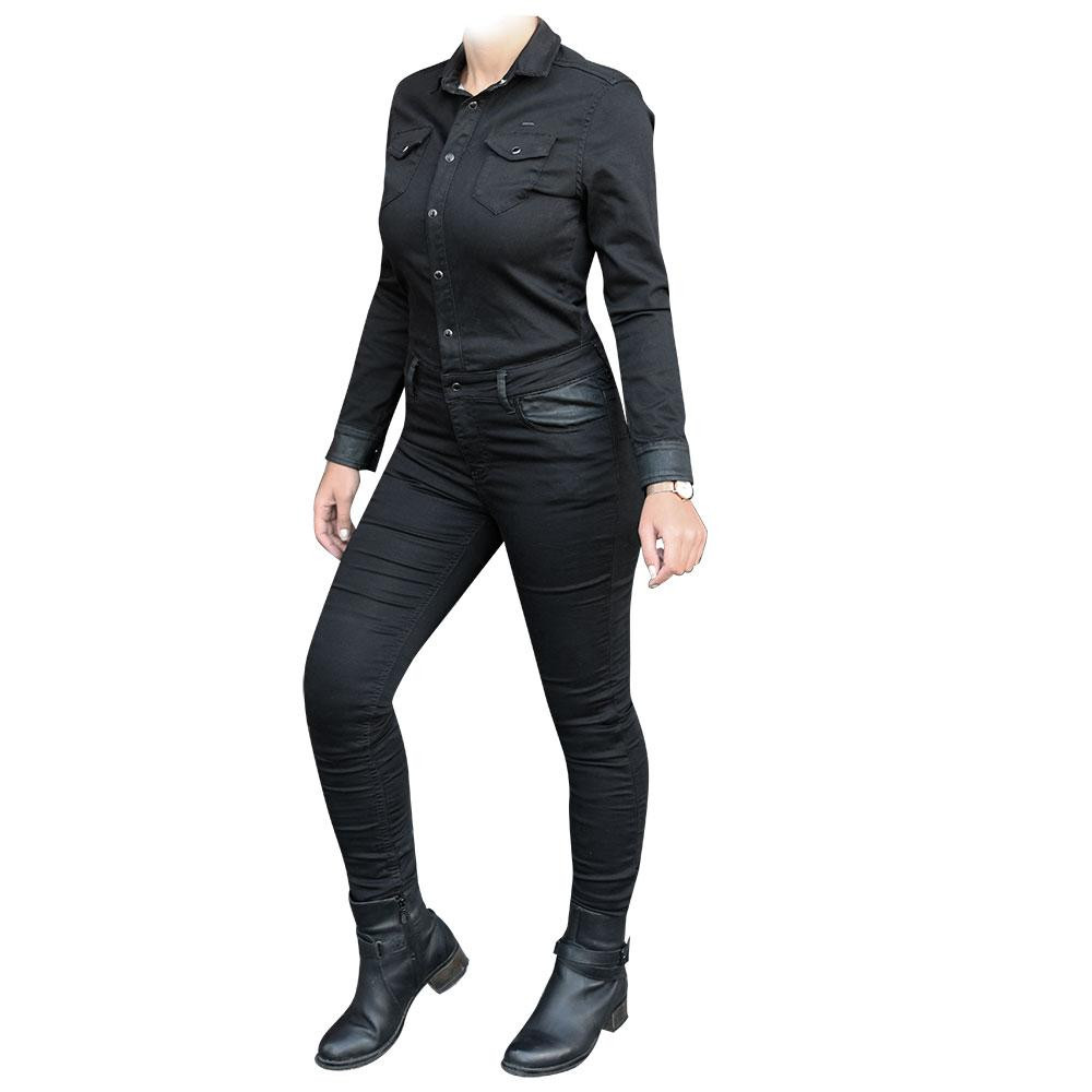 Combinaison Jeans Moto Femme Overlap Tess list: Noir|Noir|Bleu