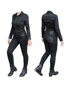 Combinaison Jeans Moto Femme Overlap Tess Noir