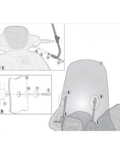 Kit de Fixation Pare-Brise A5606A pour Piaggio Medley 125-300-305 2