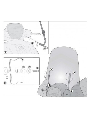 Kit de Fixation Pare-Brise Givi A5606A Kit de Fixation Pare-Brise Givi A5606A