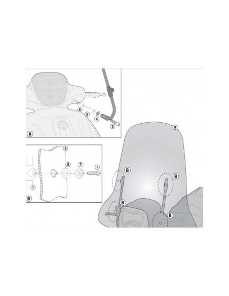 Kit de Fixation Pare-Brise Givi A5606A Kit de Fixation Pare-Brise Givi A5606A