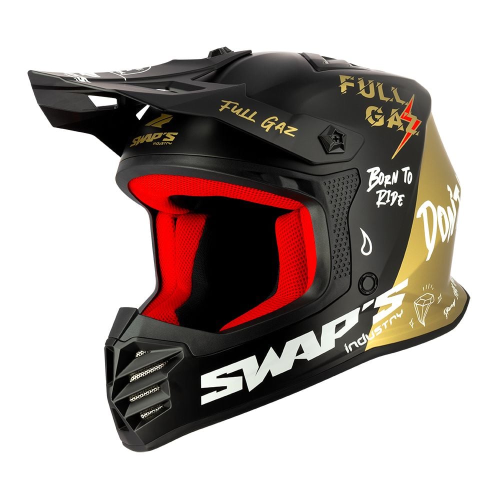 Casque Cross Enfant Swaps S886 Rock'it list: Noir Mat|Noir|Rouge|Bleu|Violet|Or
