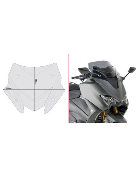 Bulle Sportive Fumée TMAX 530 - GIVI D2147B Bulle Sportive Fumée TMAX 530 - GIVI D2147B