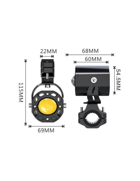 Paire Projecteurs LED Moto RBMAX Ecobene 12v 50w