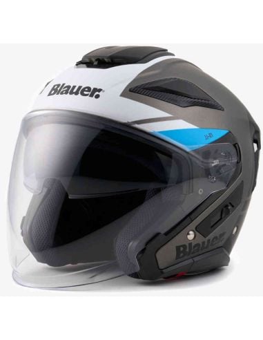 Casque Jet Bleu JJ-01 Gris-Bleu