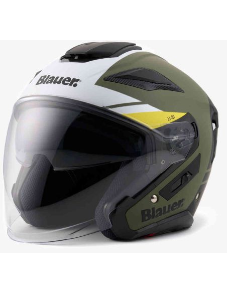 Casque Jet Bleu JJ-01 Vert-Blanc-Jaune Casque Jet Bleu JJ-01 Vert-Blanc-Jaune