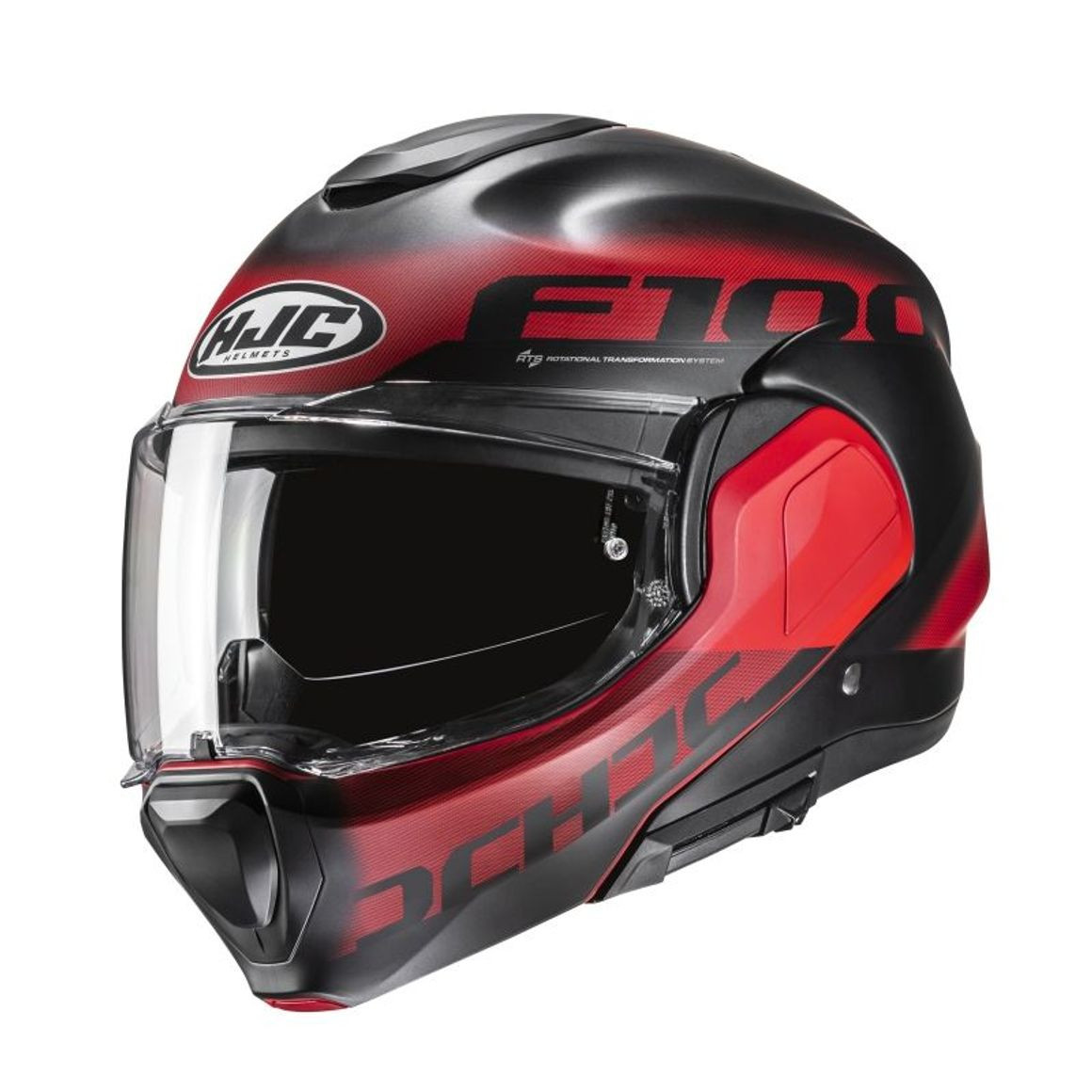 Casque HJC F100 Hetal MC1SF Rouge Noir - Casque Modulable HJC