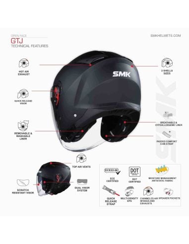 Casque Jet SMK GTJ Casque Jet SMK GTJ