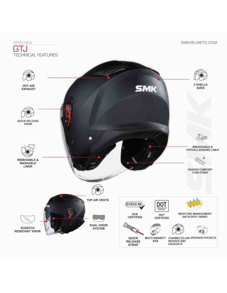 Casque Jet SMK GTJ Casque Jet SMK GTJ