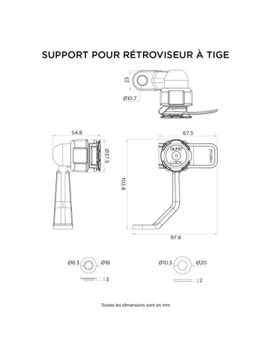 Support à Tige Quad-Lock pour Rétroviseur