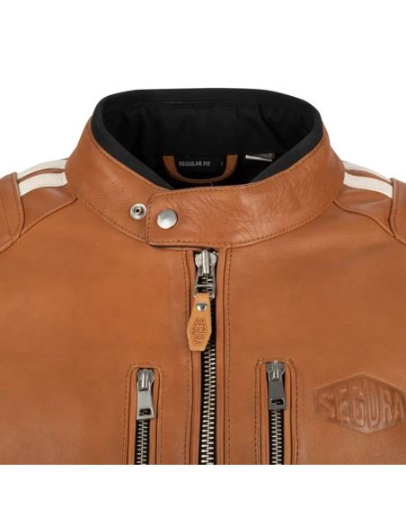 Veste Moto Homme Segura Orion Camel-Blanc