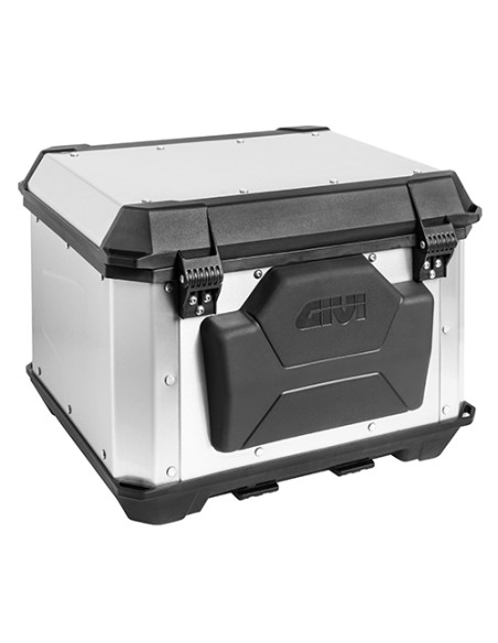 Coffre latéral rigide Dosseret E248 pour Top Case Alpina ALP44, coffre aluminium noir et gris.
