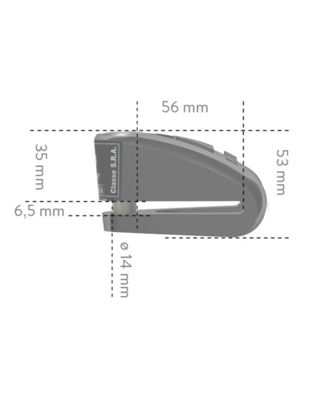 Dimension Antivol Bloque disque Auvray DK-14 SRA Noir