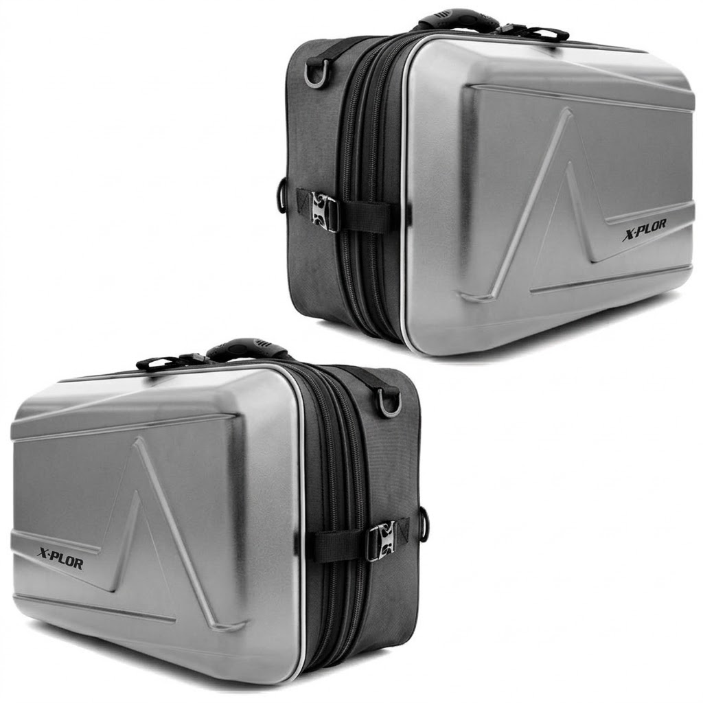Sacoches Cavalières X-Plor Semi-rigide 25L Argent - Bagagerie moto souple X-PLOR