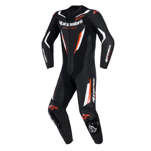 Combinaison 1 Pièce Alpinestars GP Force V2 Noir Blanc Rouge Fluo - Combinaison Cuir ALPINESTARS