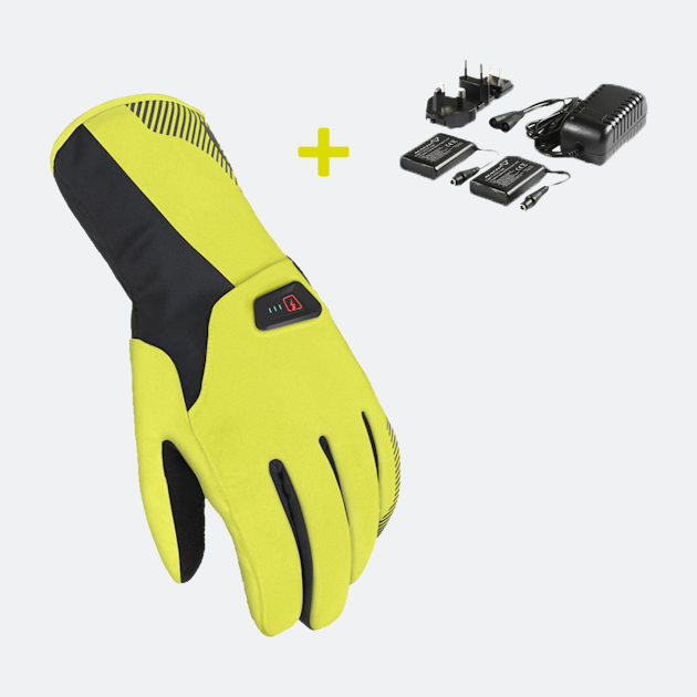 Gants Chauffants Macna Spark RTX Kit 7.4V 2.2A Jaune Fluorescent - Gants Moto MACNA