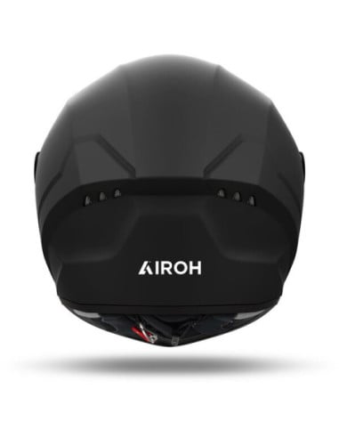 Casque Airoh Conor vu de dos, noir mate, logo Airoh au centre inférieur.