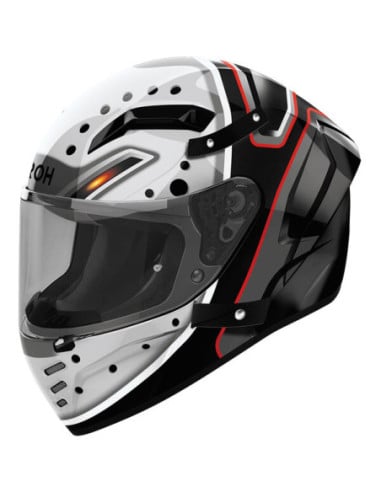 Casque intégral Airoh Conor noir-blanc avec visière et détails rouges
