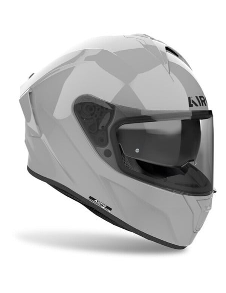 Casque moto Airoh Spark 2 blanc avec visière sombre et orbite aérienne visible