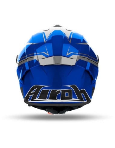 Casque Airoh Spark 2 bleu vu de l’arrière, logo Airoh visible sur la coque.