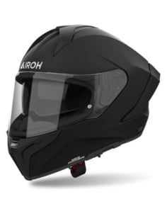 Casque Airoh MatryX noir avec visière intégrale et jugulaire visible.