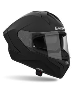 Casque Airoh MatryX noir avec visière intégrale et jugulaire visible. 2