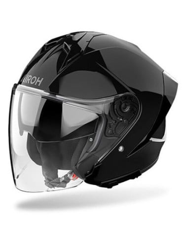 Casque Airoh H 21 noir avec visière transparente et intérieur padding noir.