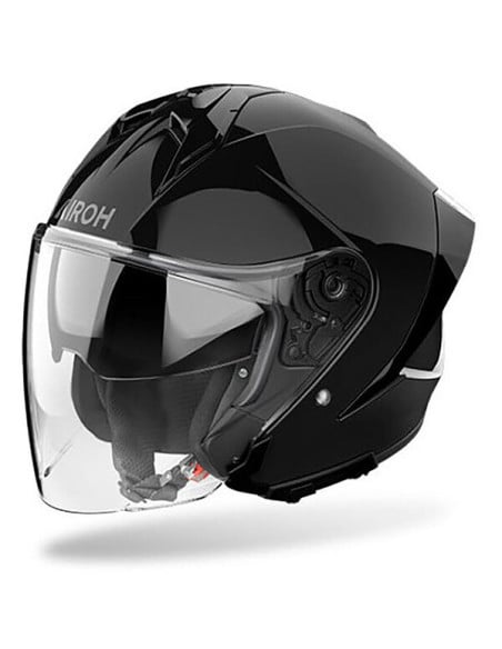 Casque Airoh H 21 noir avec visière transparente et intérieur padding noir.