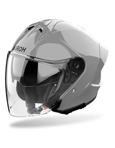 Casque moto Airoh H 21 gris avec visière transparente et intérieur noir.