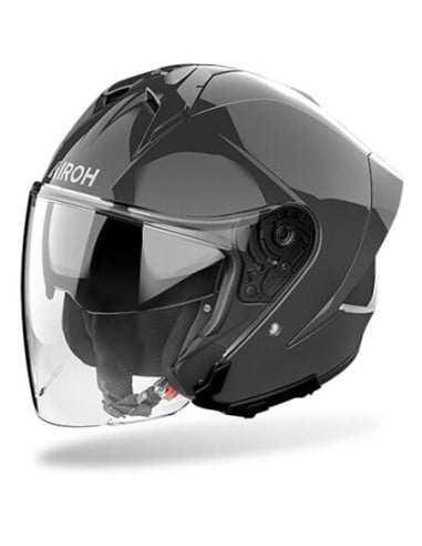 Casque moto Airoh H 21 noir avec visière intégrale et jugulaire visible
