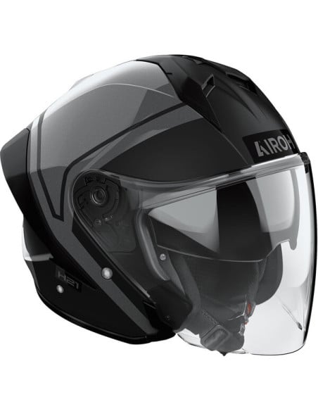 Casque moto intégral Airoh H21 noir et gris avec visière transparente complète