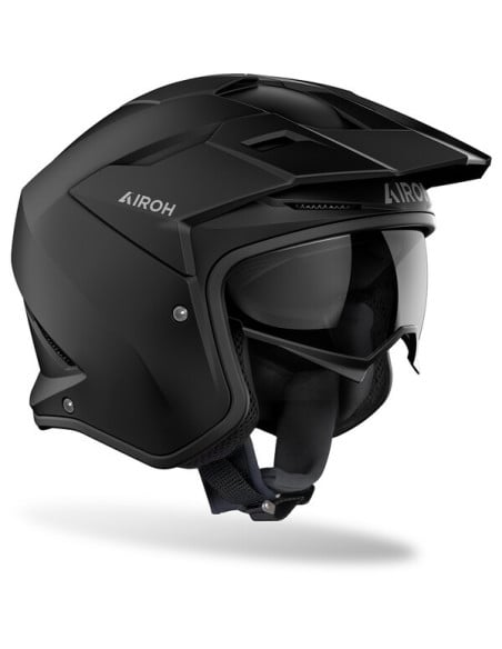 Casque Jet Airoh Kombakt noir avec visière intégrale et mentonnière