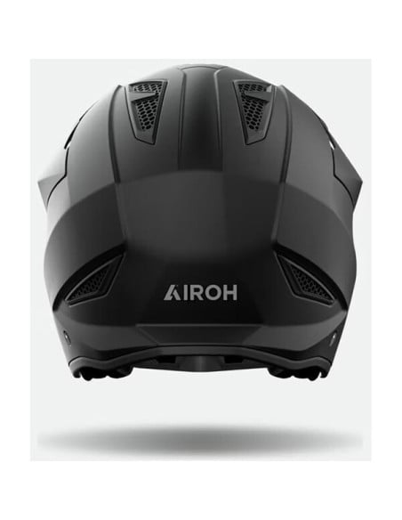 Casque Airoh TRR 2 noir vu de dos, ventilation et logo Airoh visibles