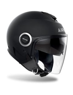 Casque Airoh Helyos noir avec visière intégrale et coques rotatives. 2