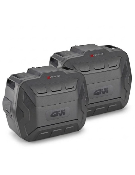 Paire de valises Givi XSpace XP01PBA 27–36 L, gris foncé, robustes et étanches.