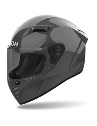 Casque Airoh Conor gris avec visière intégrale et design aérodynamique.