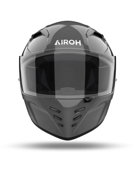 Casque Airoh Conor vue de face avec visière sombre et mentonnière ventilée