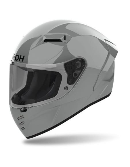 Casque moto Airoh Conor blanc brillant avec visière intégrale et ventilation.