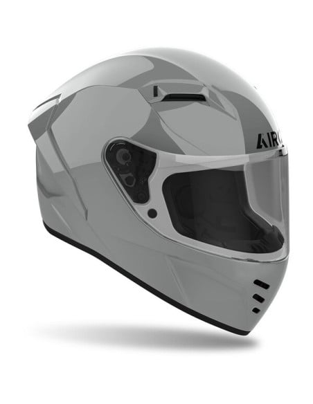 Casque moto Airoh Conor gris clair avec visière intégrale et ventilation laterale