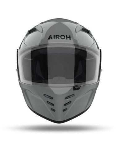 Casque intégral Airoh Conor gris avec visière sombre et évents frontaux.