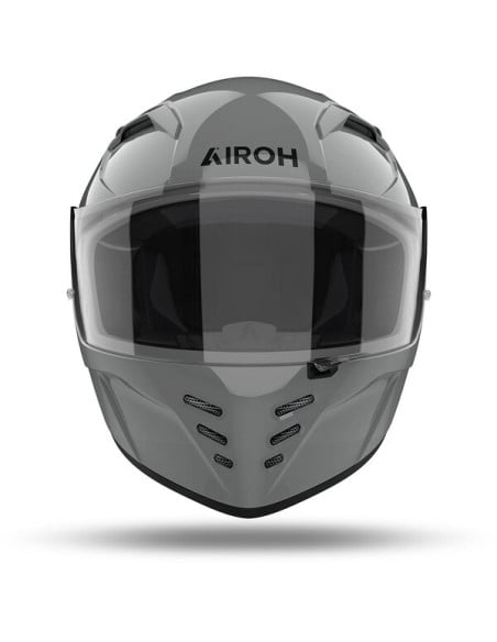 Casque intégral Airoh Conor gris avec visière sombre et évents frontaux.