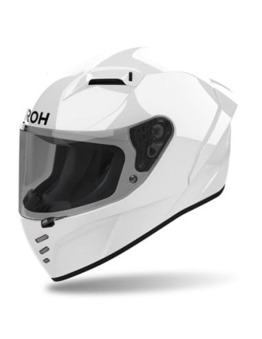 Casque moto Airoh Conor blanc avec visière intégrale et ventilations noir
