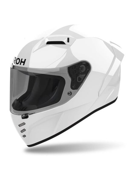 Casque moto Airoh Conor blanc avec visière intégrale et ventilations noir