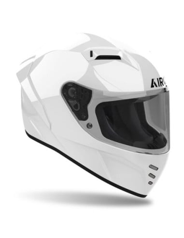 Casque Airoh Conor blanc avec visière intégrale et ventilation avant.