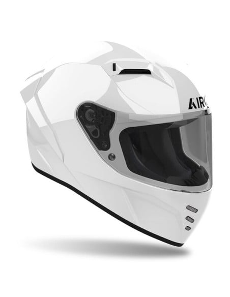 Casque Airoh Conor blanc avec visière intégrale et ventilation avant.