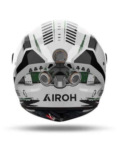 Casque Airoh Conor vu de dos avec lumière frontale et logo Airoh sur le bas