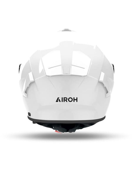 Casque Airoh Spark 2 blanc vu de dos, aérations et fermeture en dessous